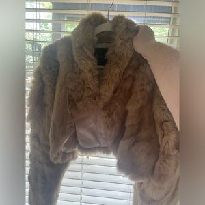 Rabbit fur cropped jacket